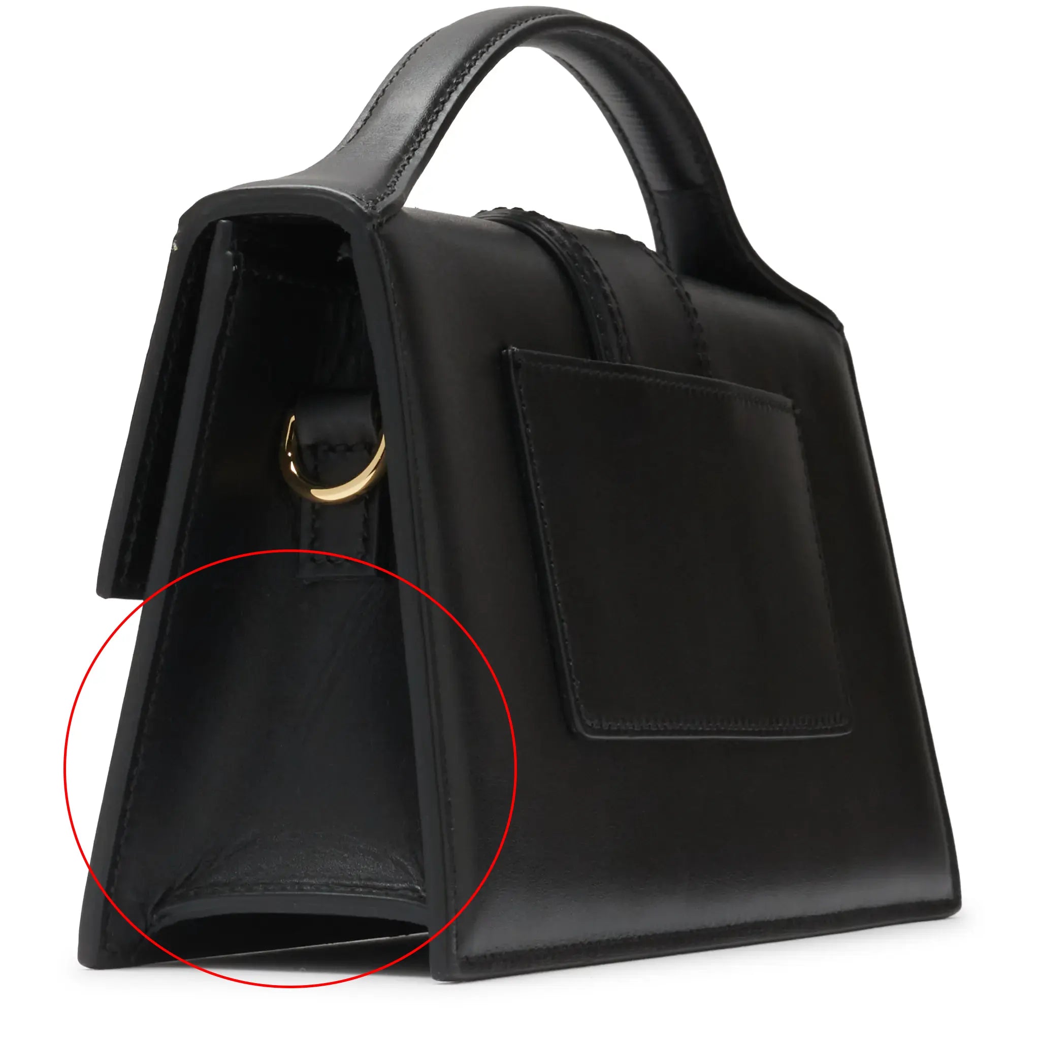 Back Side View of Jacquemus Large Bambino Black Crossbody Bag (Minor Leather Creased) 213BA07-213 300990